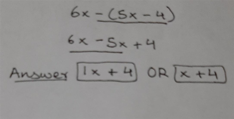 Simplify the expression 6x -(5x-4)-example-1