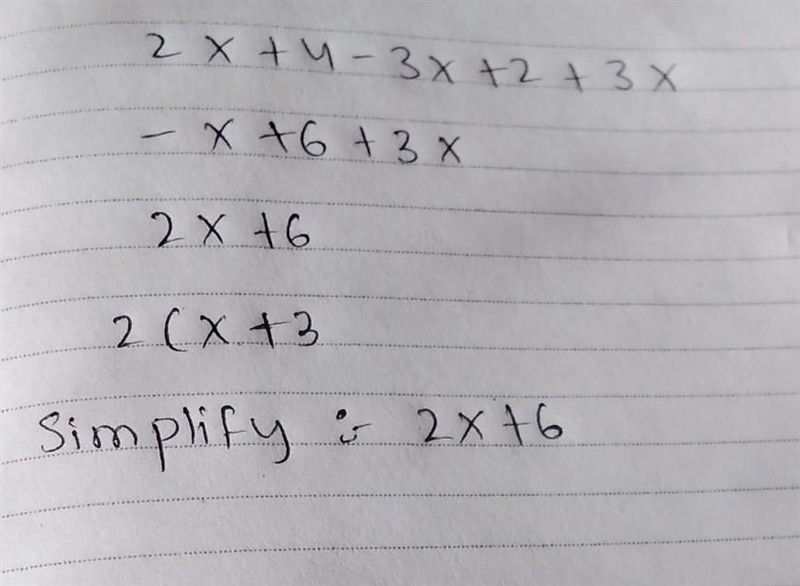 2x + 4 - 3x + 2 + 3x-example-1