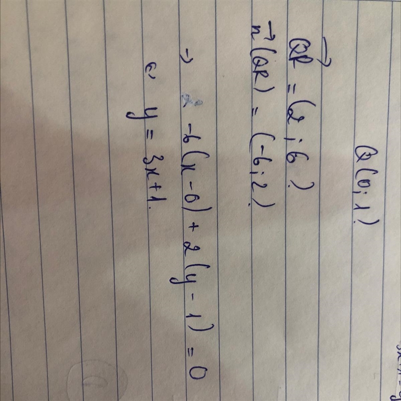 N Line QR goes through points Q(0, 1) and R(2, 7). Which equation represents line-example-1