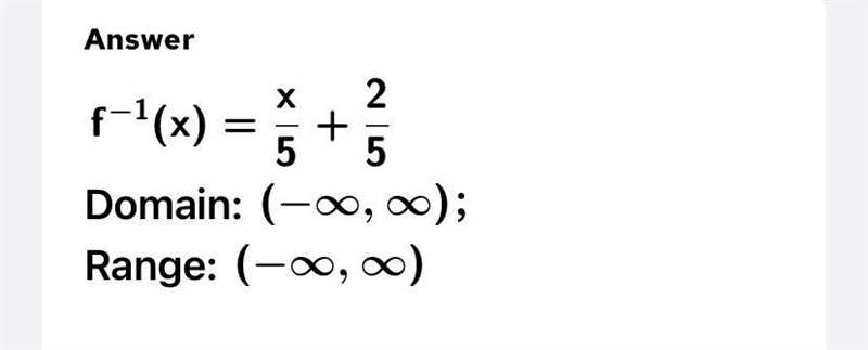 Find the inverse function of the function f(x) = 5x – 2.-example-1