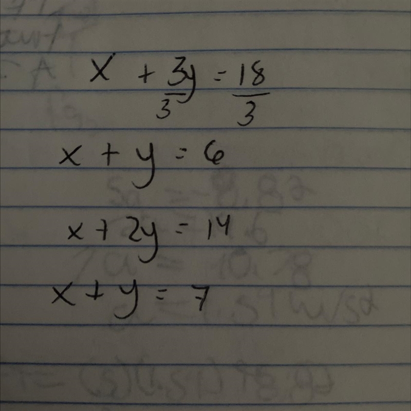 X+3y=18 and x+2y=14 SHOW YOUR WORK!!!!!!!!!!!!!!!-example-1