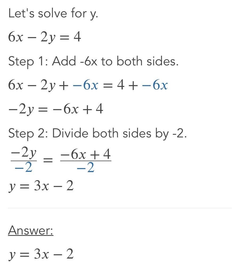 6x-2y=4 I need to solve the question and then graph it. Help?​-example-2