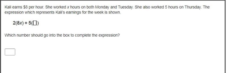 Kali earns $8 per hour. She worked x hours on both Monday and Tuesday. She also worked-example-1