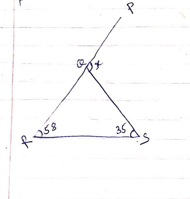 Triangle Q R S is shown. Line R Q extends through point P. Angle Q S R is 35 degrees-example-1