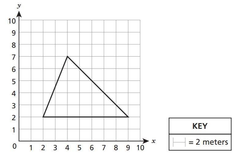 The scale drawing of a field in the shape of a triangle is shown below. What is the-example-1