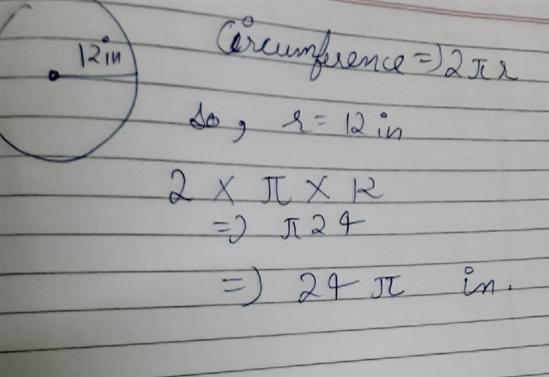 What is the circumference of the given circle in terms of pi.-example-1