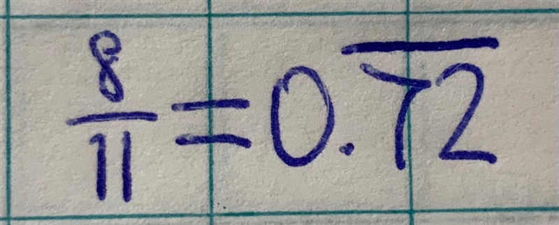 Write 8/11 as a decimal. If necessary, use a bar to indicate which digit or group-example-1