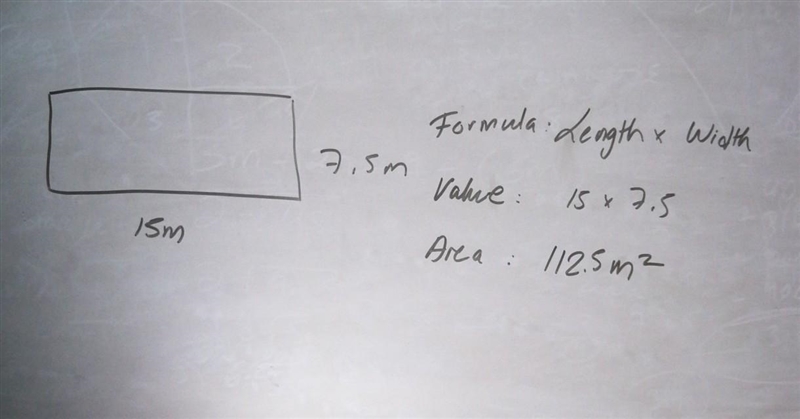 Someoneeee helpppp !!1. Determine the area of the rectangle below. Tam m 15 m Formula-example-1