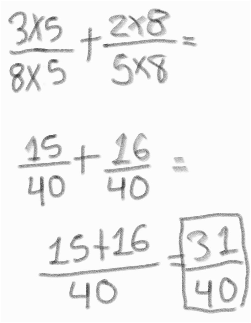 3/8 + 2/5 in simplest form-example-1