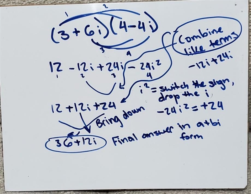 (3+6i)(4-4i) simplify-example-1