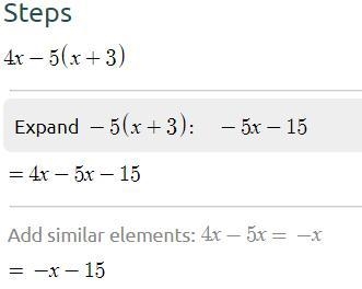 The simplest terms 4x-5(x+3)​-example-1