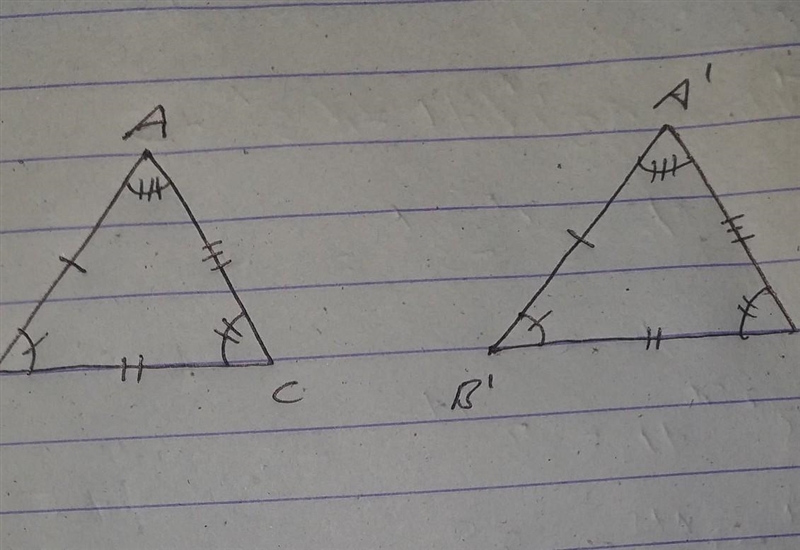 Select all explanation that prove triangle ABC is congruent to triangle A'B'C-example-1