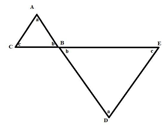 Triangle ABC is rotated 180 degrees around point B and then dilated to form triangle-example-1