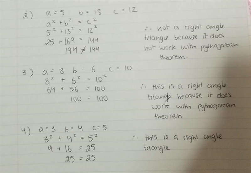 Helpp do these form a right triangle and please explain-example-1