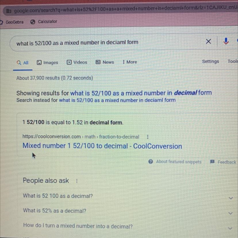 1 52/100 as a mixed number in decimal form-example-1