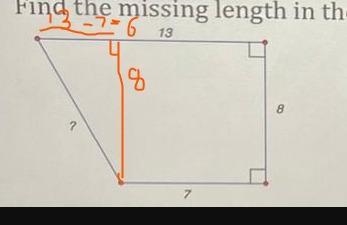 Find the missing length in the trapezoid and explain how to get it-example-1