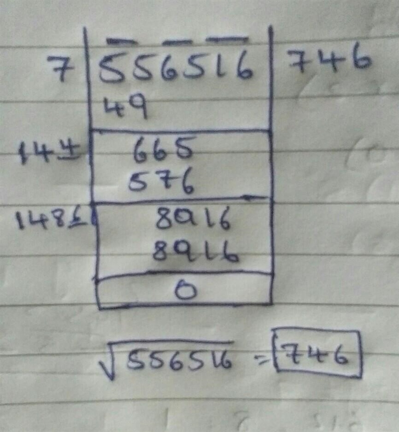 Square root of 556516 by long division method.​ Please any Mathematics Moderator:( Help-example-1