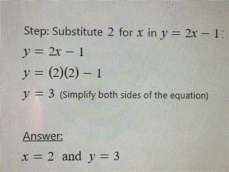 Solve it step by step using substitution. y = 2x - 1 y = 5x - 7-example-2