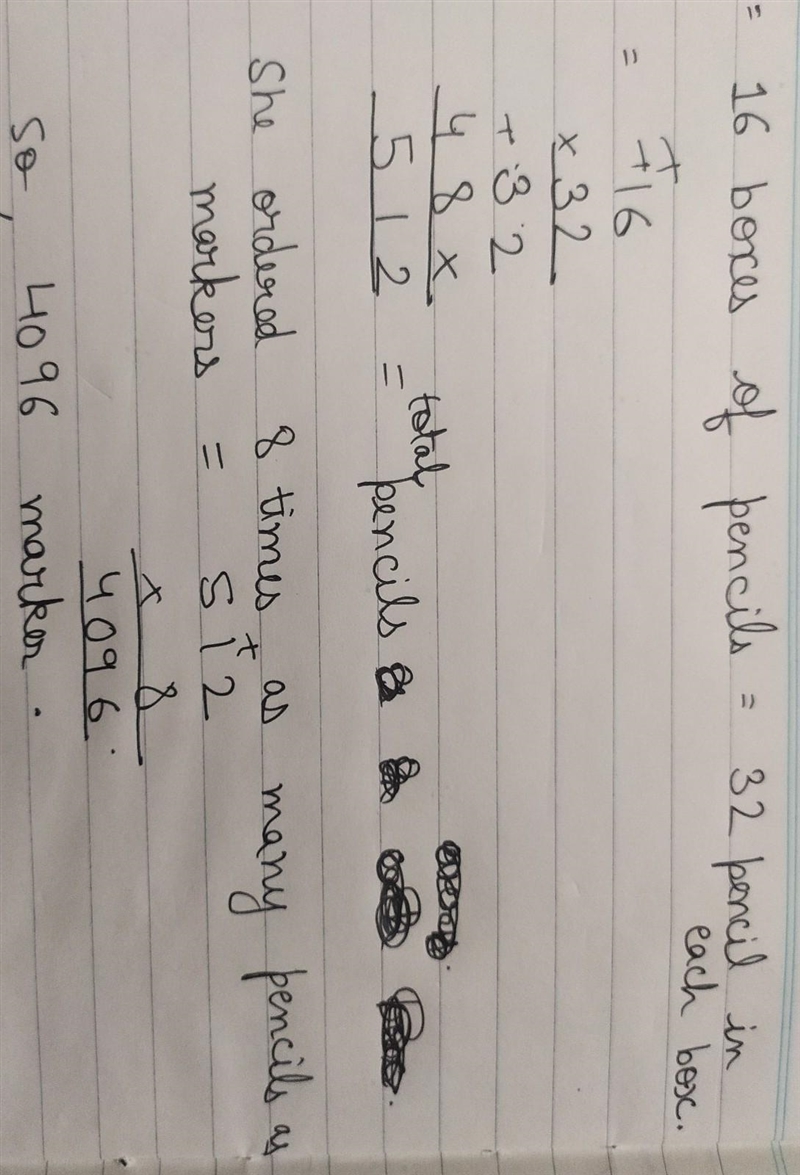 Ms.Masters ordered pencils and markers for her cllass. She ordered 16 boxes of pencils-example-1