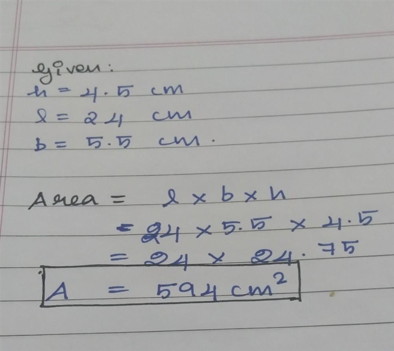 Find the area of the figure. 4.5 cm 24 cm 5.5 cm-example-1