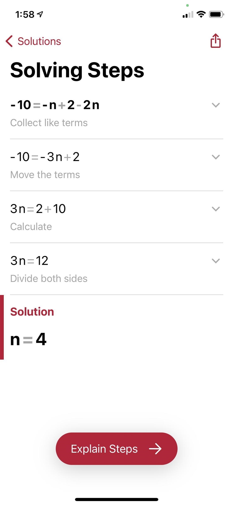 -10 = -n + 2 - 2n how do u solve this pls-example-1