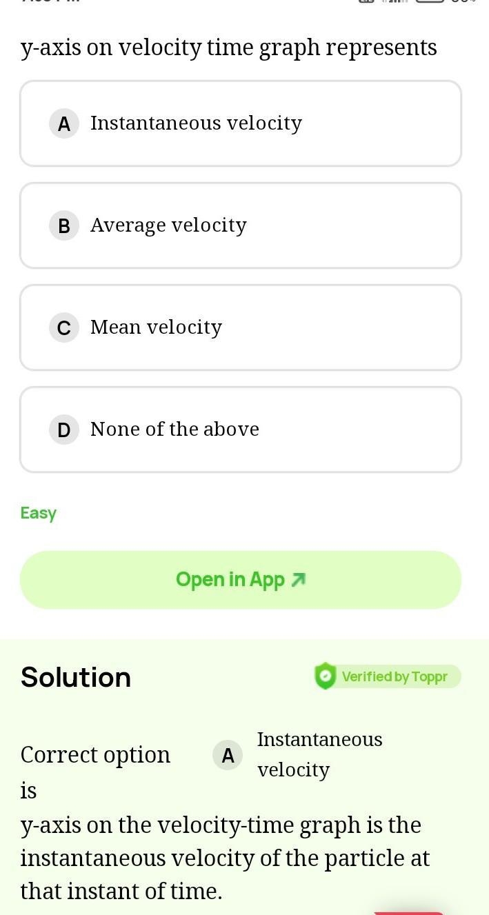 What is found on the y axis of a velocity time graph?-example-1