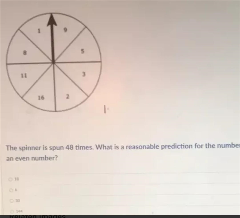 The spinner is spun 48 times. What is a reasonable prediction for the number of times-example-1