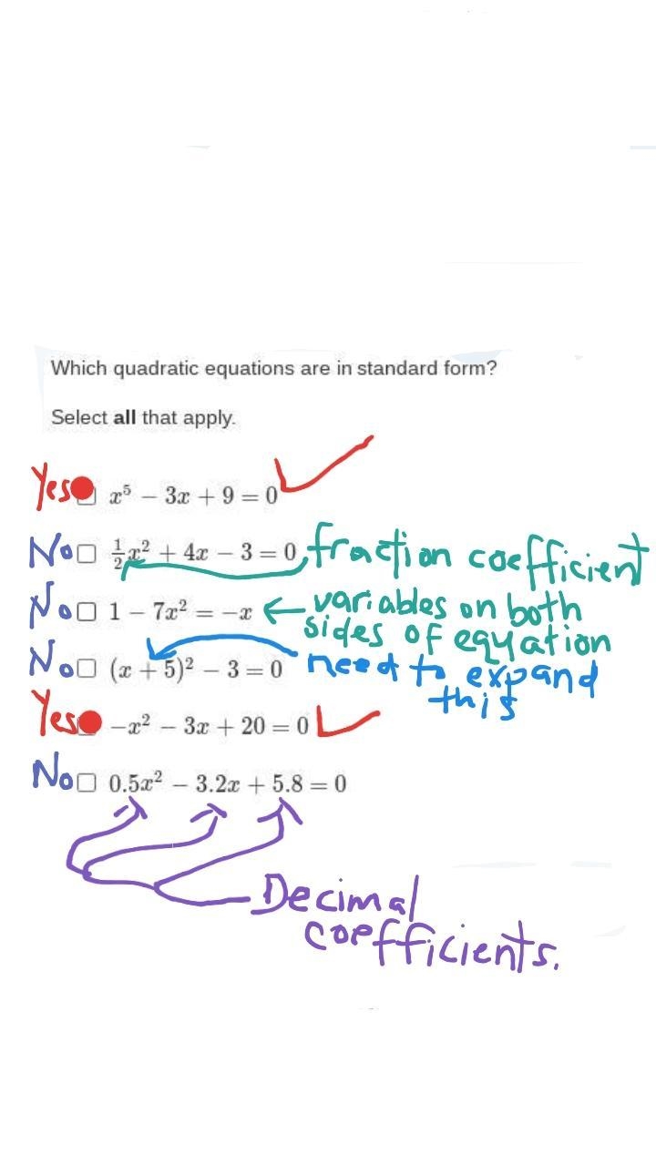 I have to find out which quadratic equations are in standard form?-example-1