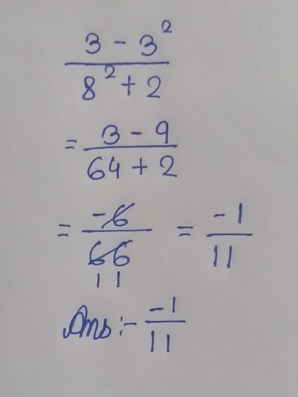 (3-3^(2) )/(8^(2)+2 )-example-1