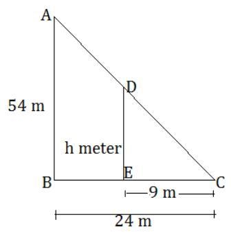 A tree casts a shadow that is 9 meters long. A 54 meter tall building nearby casts-example-1