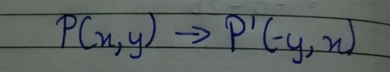 A triangle is rotated 90° about the origin. Which rule describes the transformation-example-1