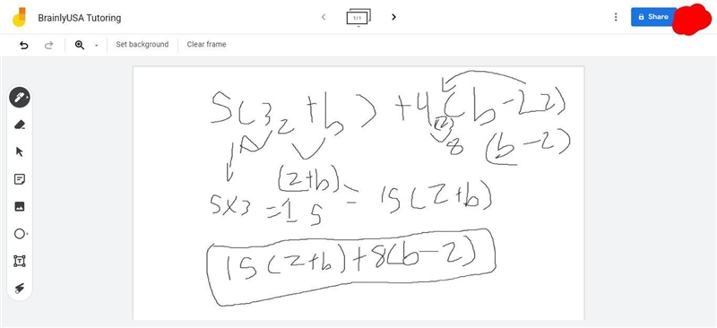 How to expend 5(3z+b) +4(b-2z) using distributive property​-example-1