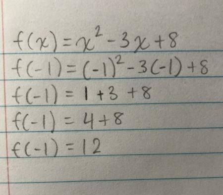 What is f(-1) for the function given? f(x)=x^2-3x+8-example-1