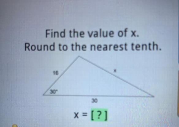 Find the value of X round to the nearest 10th law of cosines.-example-1