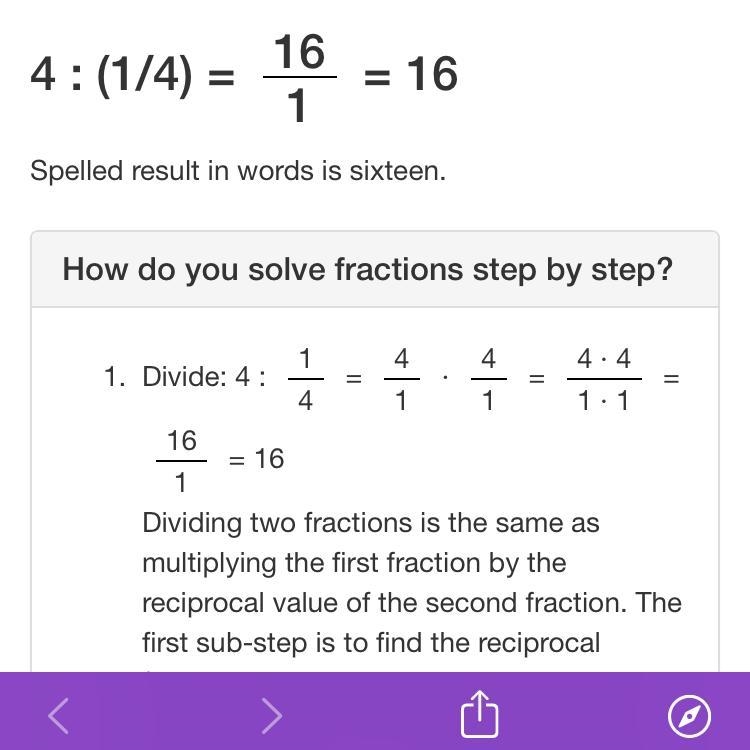 What is 4 divided by 1/4-example-1