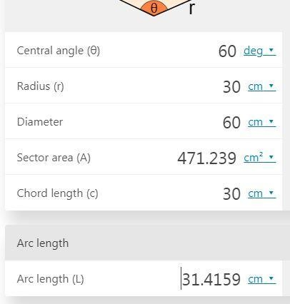 In the diagram below, what is the approximate length of the minor arc AB?-example-1