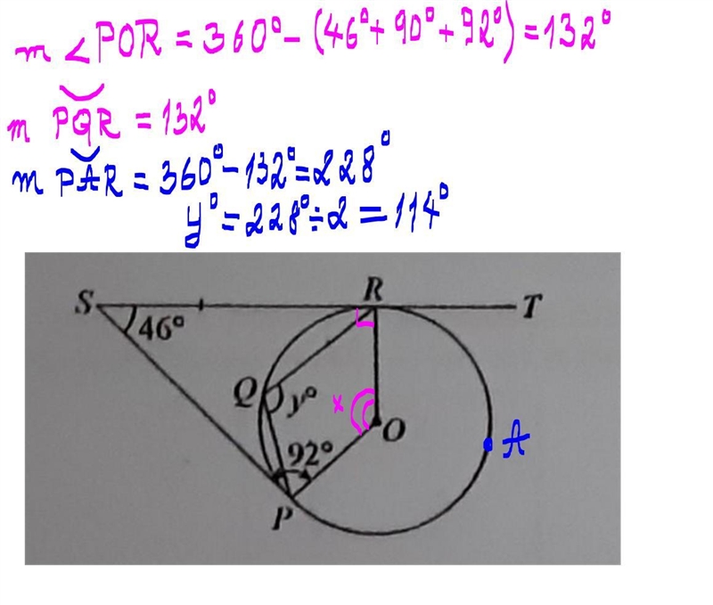 12. (a) The diagram shows a circle with centre O. SRT is a tangent to the circle at-example-1