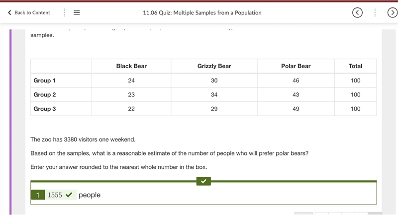 A zoo randomly sampled three groups of 100 people on what their favorite type of bear-example-1