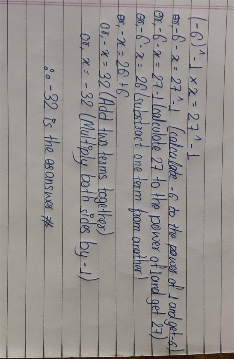 (-6)^-1 multiply by x = 27^-1. find x-example-1