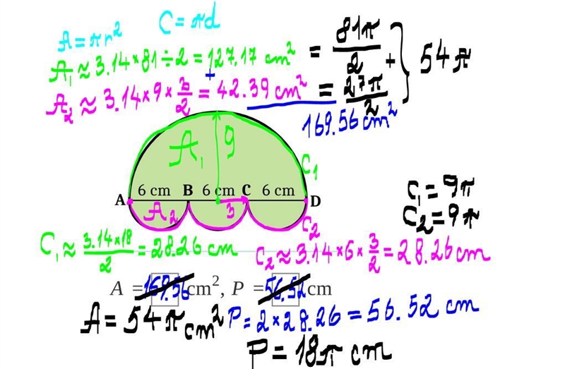 The figures below are made out of circles, semicircles, quarter circles, and a square-example-2