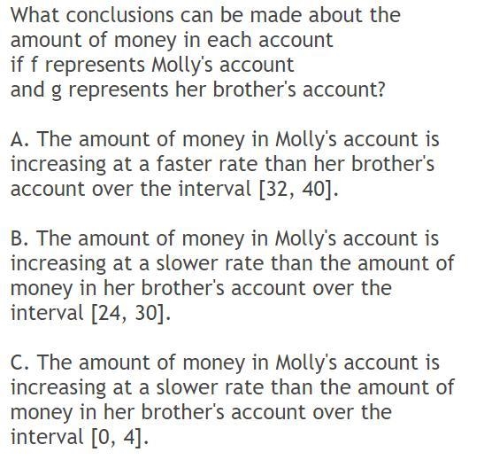 What conclusions can be made about the amount of money in each account if f represents-example-1