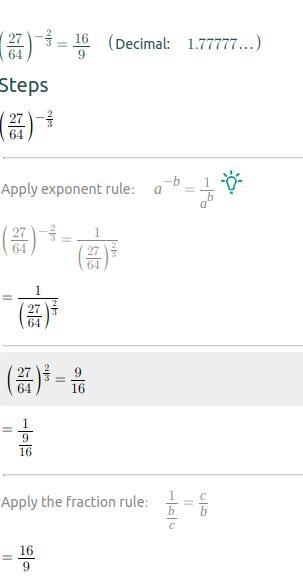 (27/64) to the power of -2/3-example-1