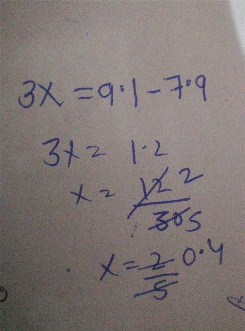 What is 3x + 7.9 = 9.1-example-1