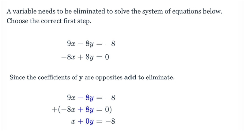 A variable needs to be eliminated to solve the system of equations below. Choose the-example-1