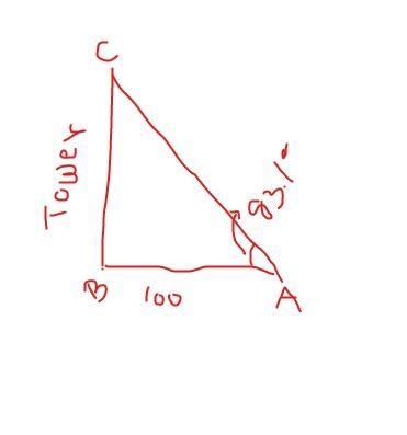 From a point on the ground 100m from its base, the angle of elevation of the top of-example-1