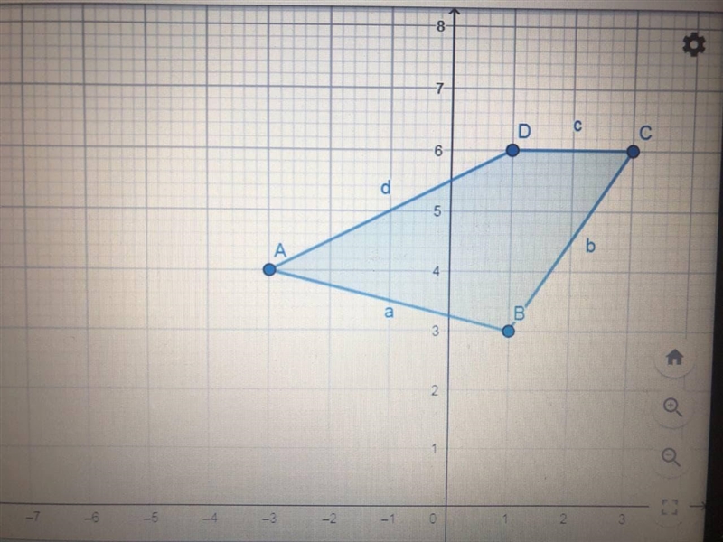 Quadrilateral ABCD has vertices A(-3, 4), B(1, 3), C(3, 6), and D(1, 6). Match each-example-1