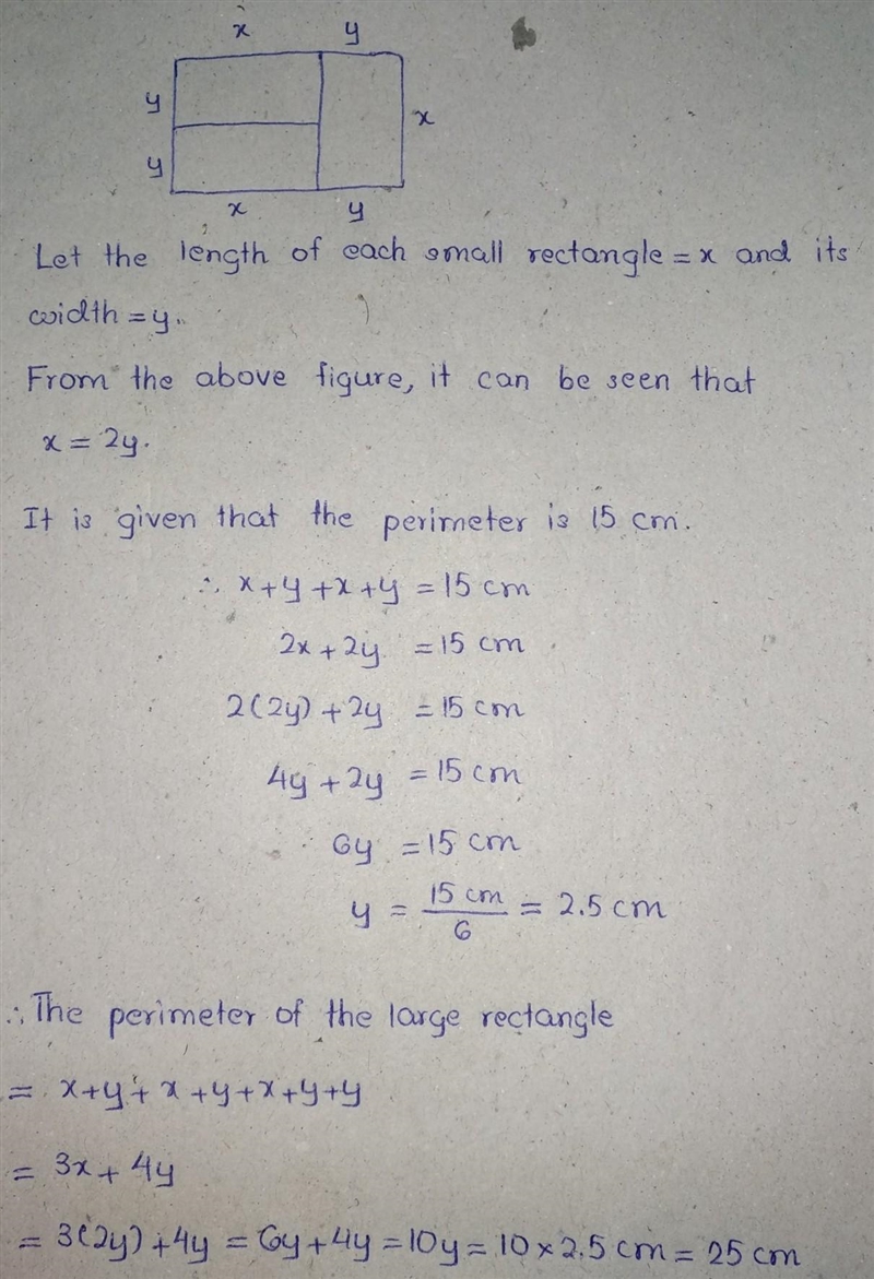 A large rectangle is made by joining three identical small rectangles as 4 points-example-1