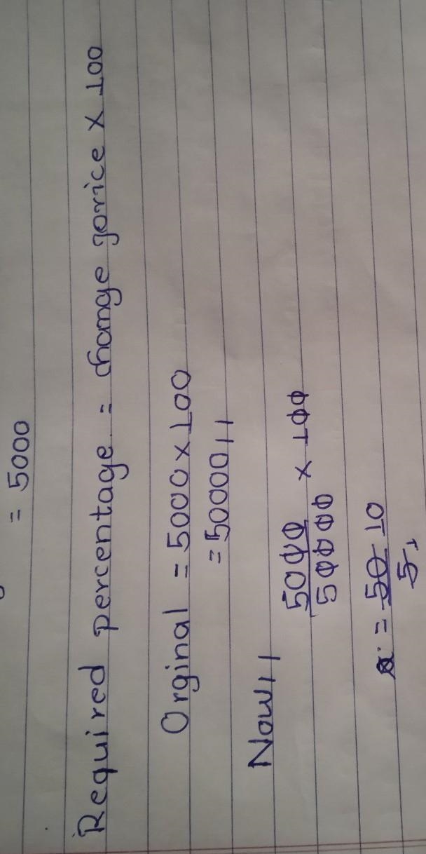 The price of a laptop decreased from RS50 000 to Rs45 000. Calculate the percentage-example-1