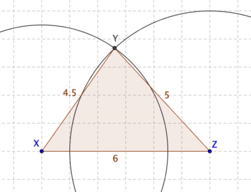 Construct ΔXYZ in which XY = 4.5 cm, YZ = 5 cm and ZX = 6 cm. (Plus could you tell-example-1