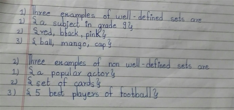 Give 3 examples of Well-defined sets. a. b. c. Give 3 examples of Not-well-defined-example-1